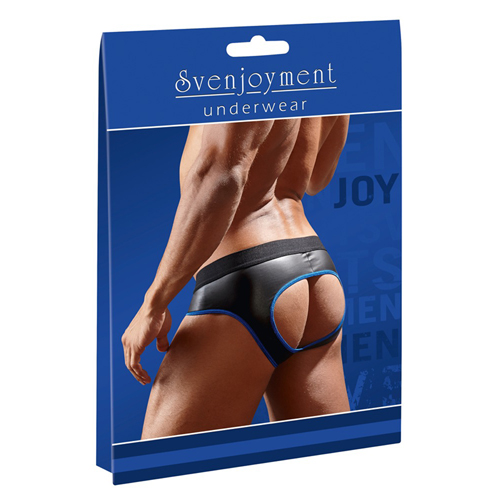 Slip Met Open Achterkant - Zwart/Blauw sexy lingerie kleding lingerie mannen