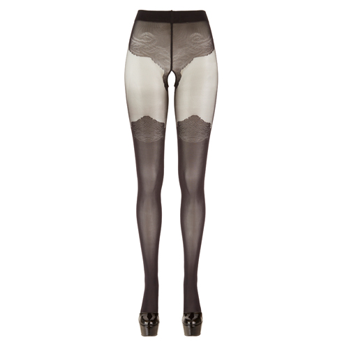 Panty Met Kousen Look - Zwart sexy lingerie kleding beenmode