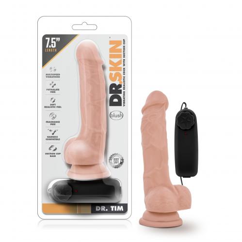 Dr. Skin - Dr. Tim Vibrator Met Zuignap 19 cm - Vanilla sextoys vibrators