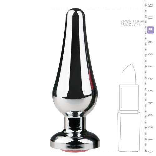 Zilverkleurige metalen buttplug met roze diamant sextoys anaal toys