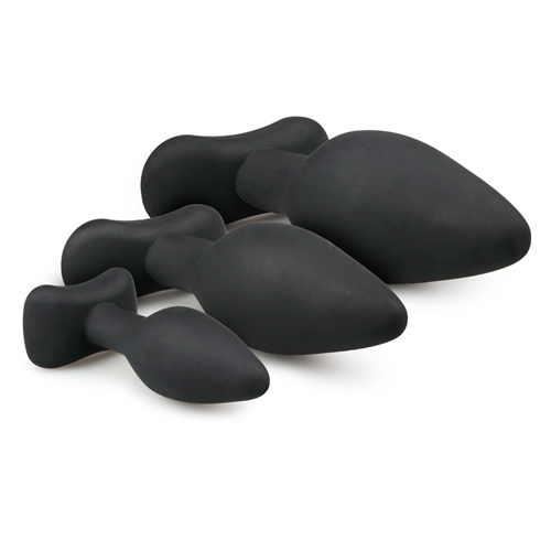 Siliconen buttplugsetje - zwart sextoys anaal toys