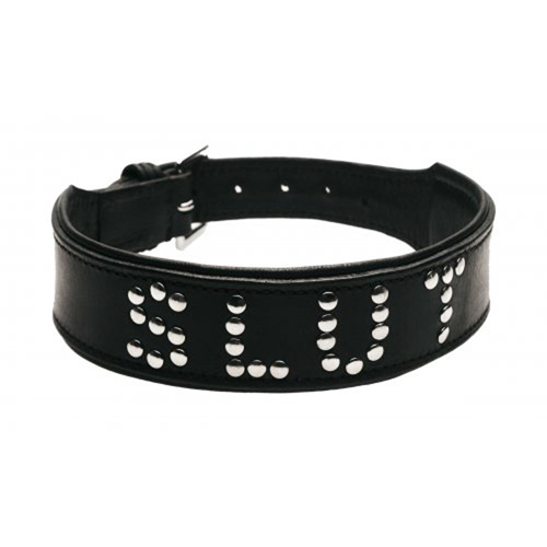 Lederen Halsband Met 'Slut' Studs Design bdsm bondage